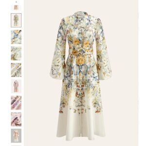 Belted Balloon Sleeve Floral Dress Brand New XS